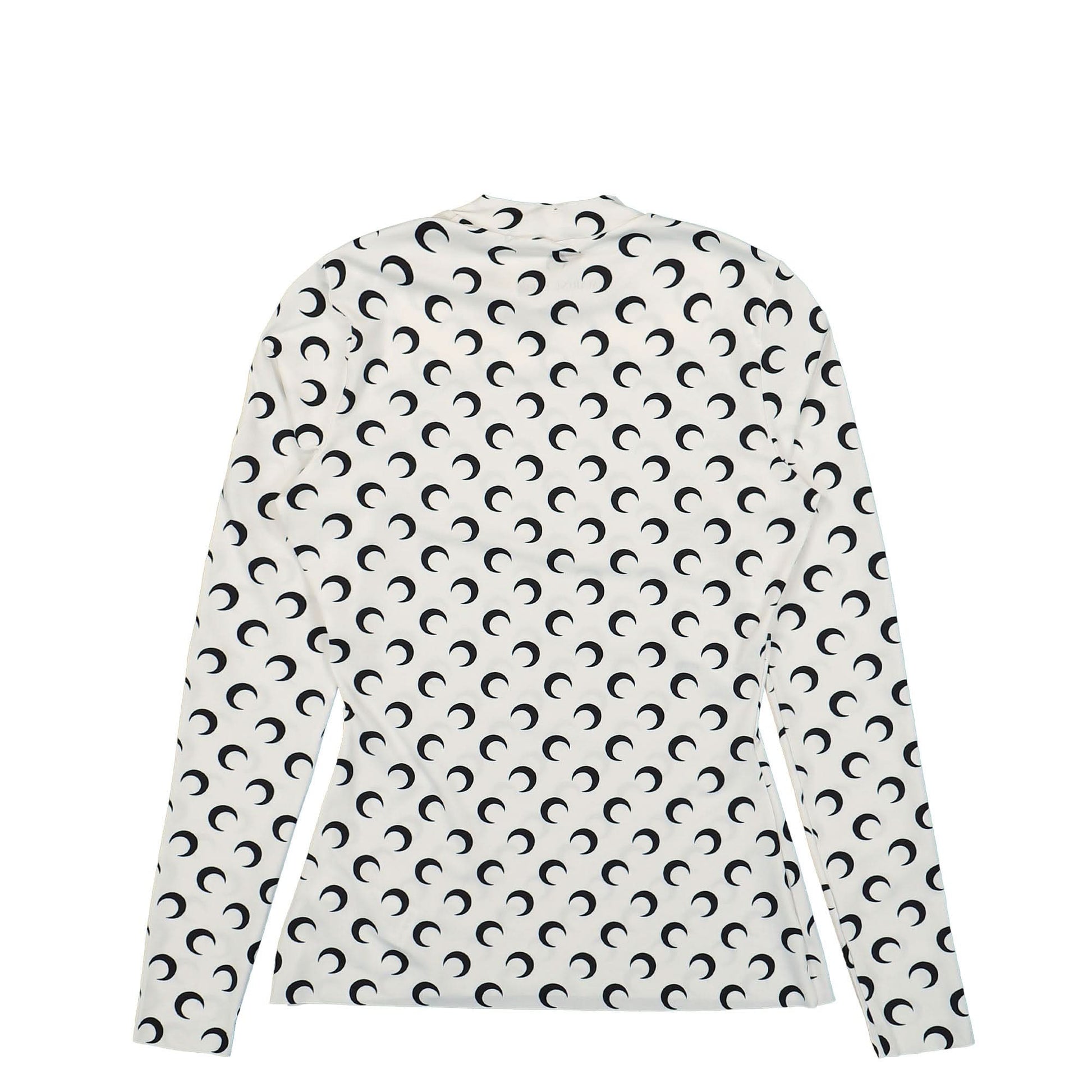 Marine Serre Recycled Moon Jersey SS Highneck Top White Detail view 2 | Gate