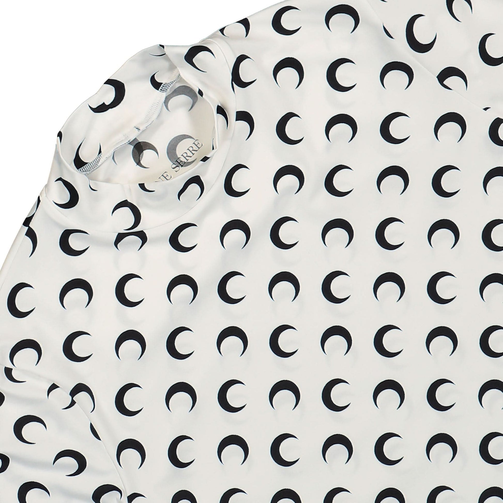Marine Serre Recycled Moon Jersey SS Highneck Top White Detail view 3 | Gate