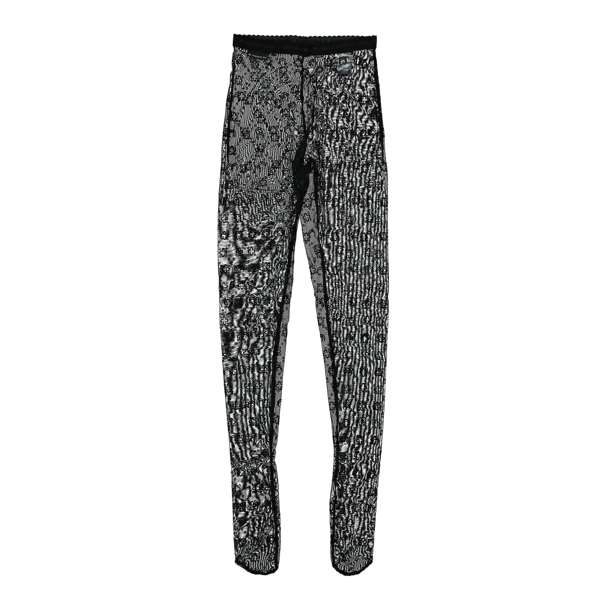 Marine Serre Regenerated Moonogram Mesh Flock Tights Black Detail view 3 | Gate