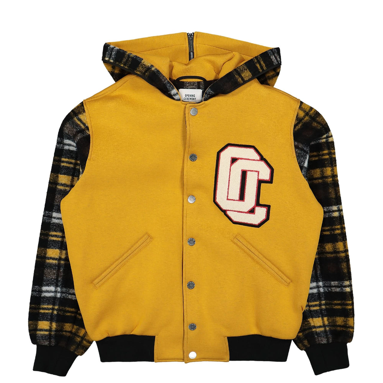 Opening Ceremony OC Wheat Bonded Wool Varsity Jacket Yellow Detail view 1 | Gate