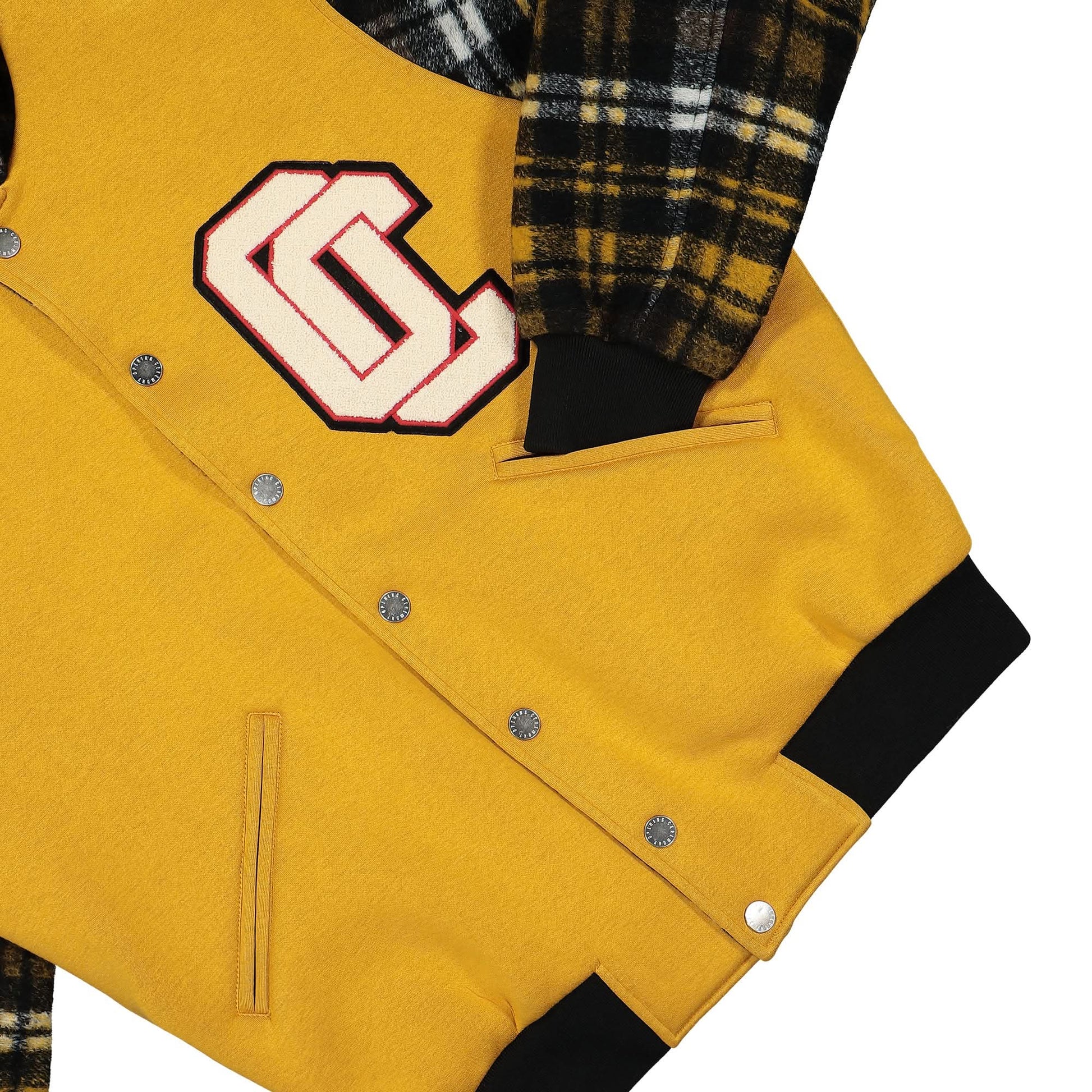 Opening Ceremony OC Wheat Bonded Wool Varsity Jacket Yellow Detail view 4 | Gate