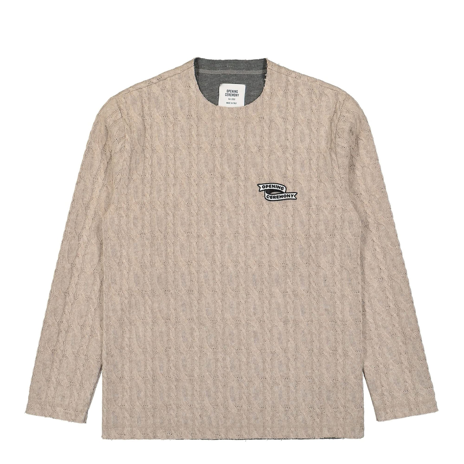 Opening Ceremony OC Patch Bonded Knit Sweater Beige Detail view 1 | Gate