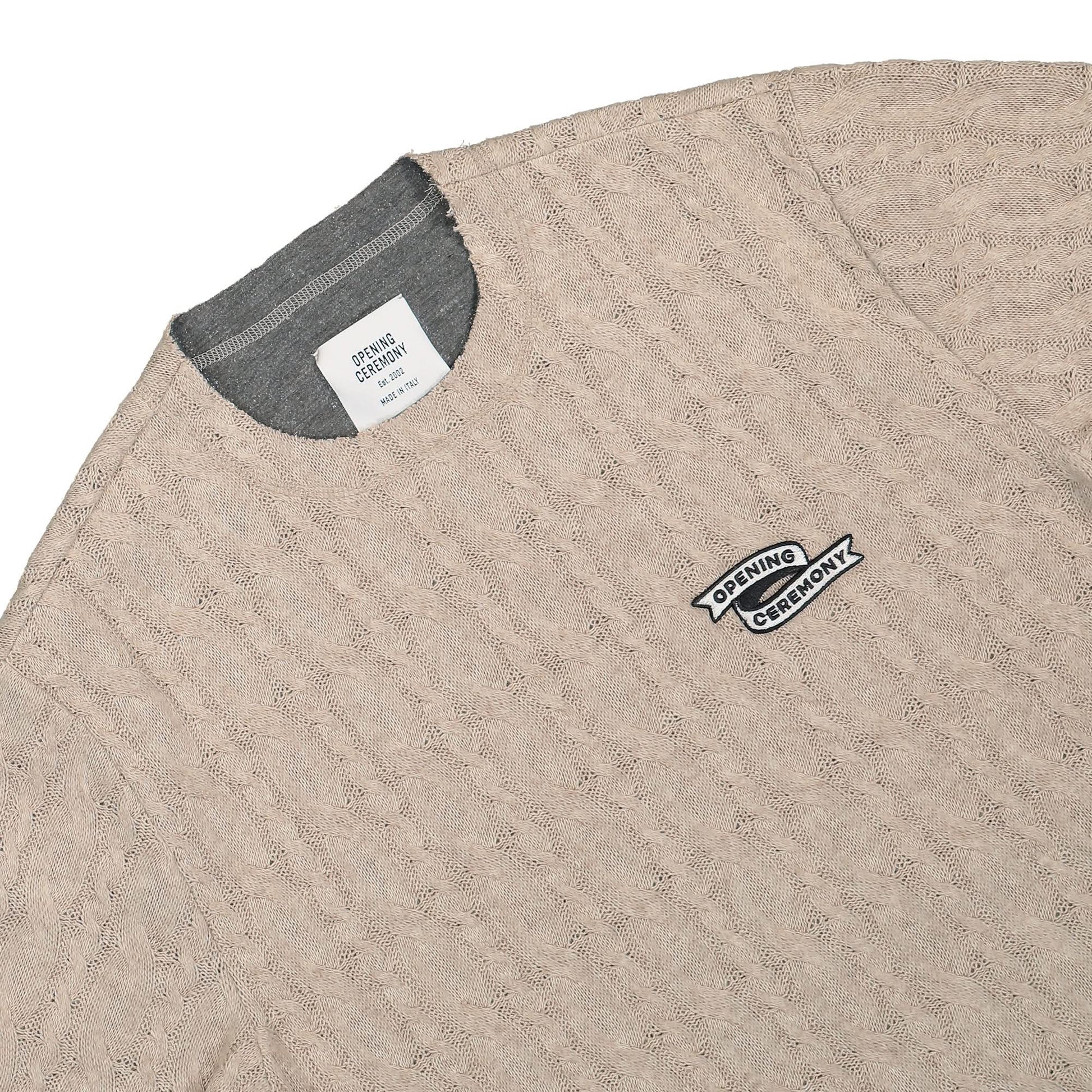 Opening Ceremony OC Patch Bonded Knit Sweater Beige Detail view 3 | Gate