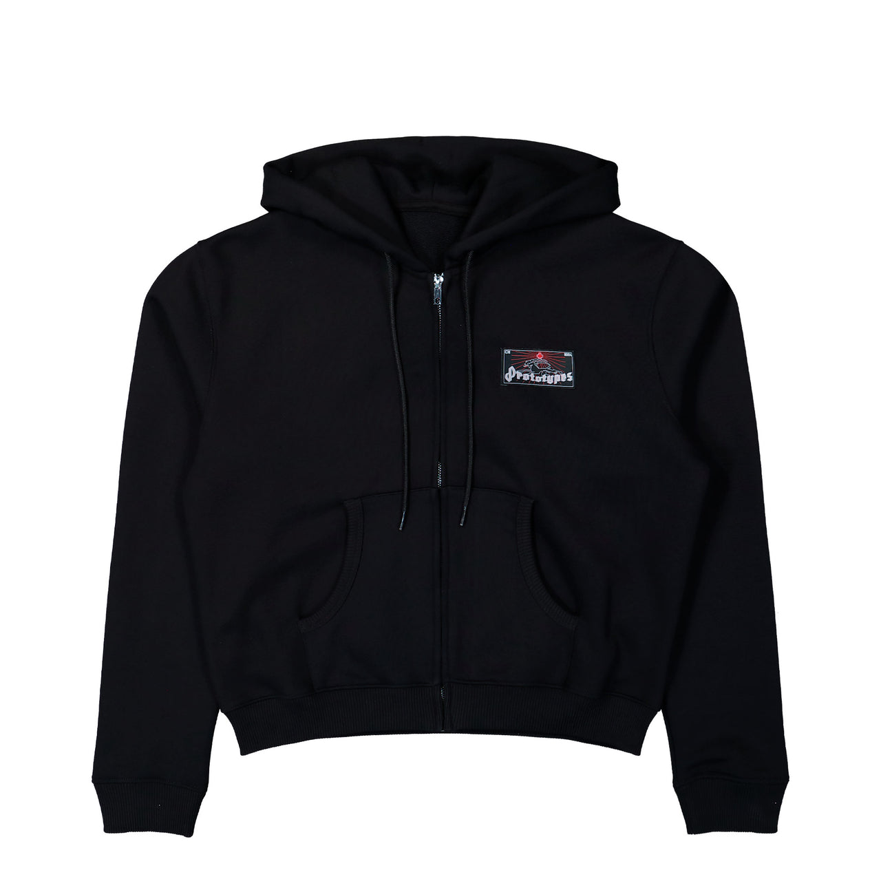 Prototypes Zip-Up Hoodie With Tag Black Tracksuit Top PT09JE34USBK Detail View 1 | GATE