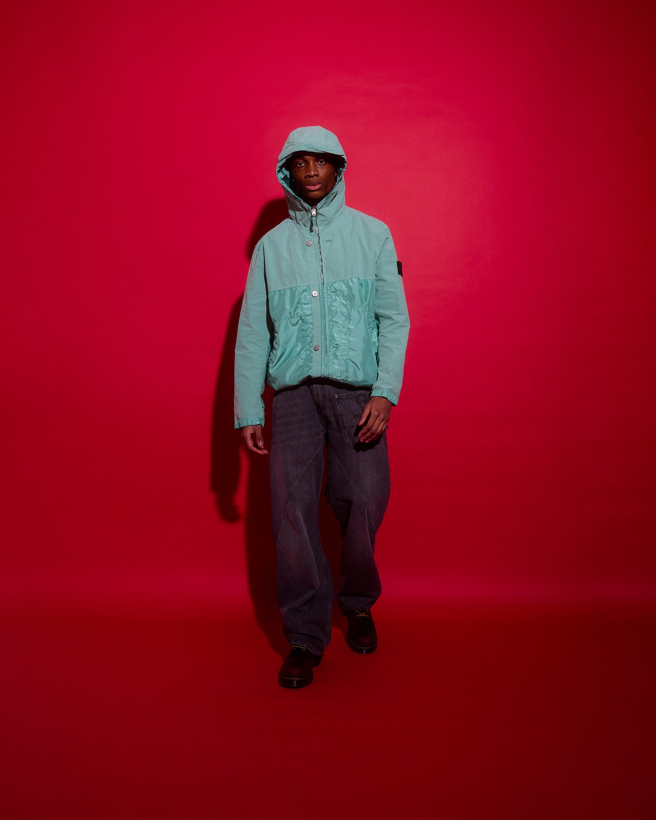 Stone Island Polyester Tela With David Light-TC Jacket Green Detail view 1 | Gate