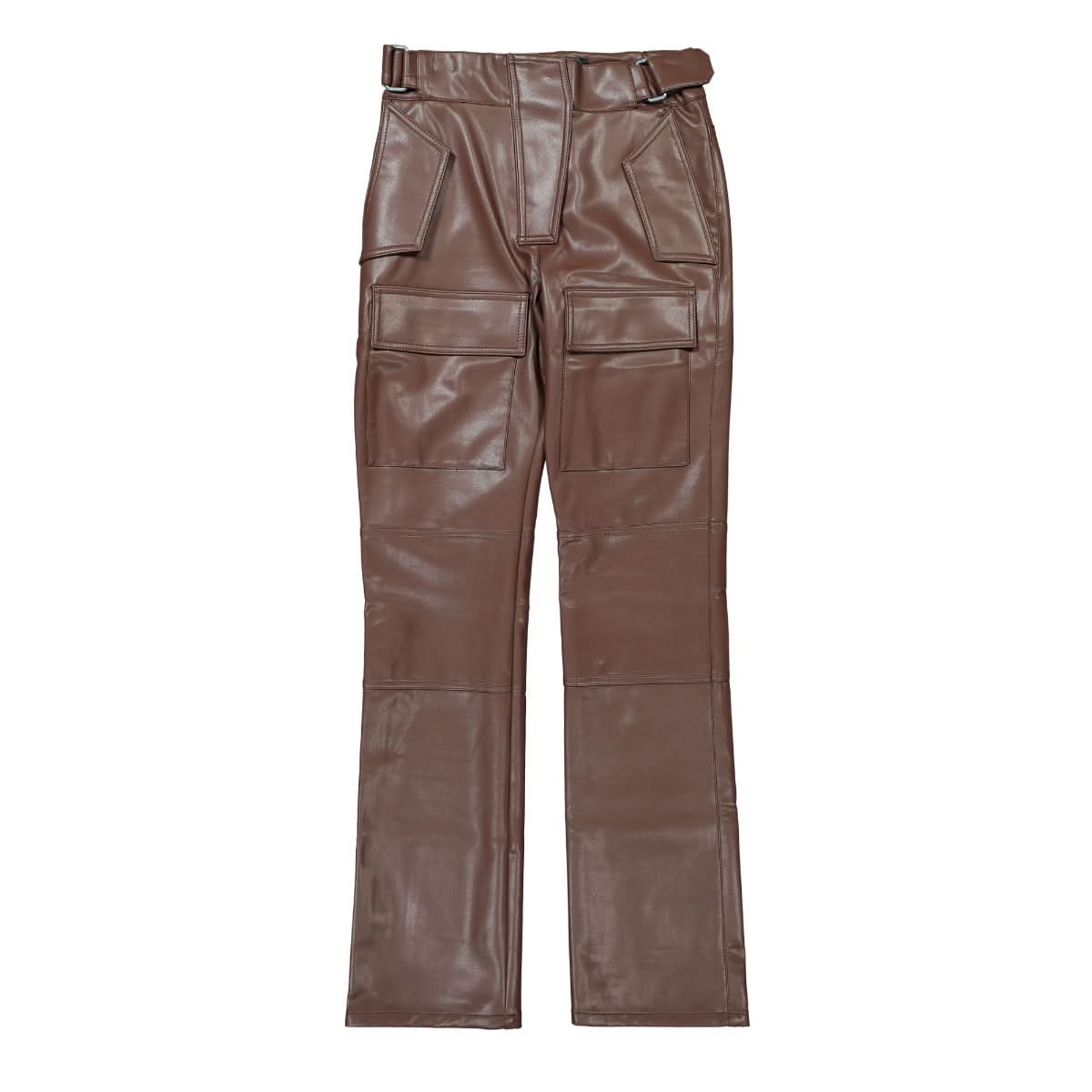 MISBHV Vegan Leather Moto Trousers Brown Detail view 1 | Gate