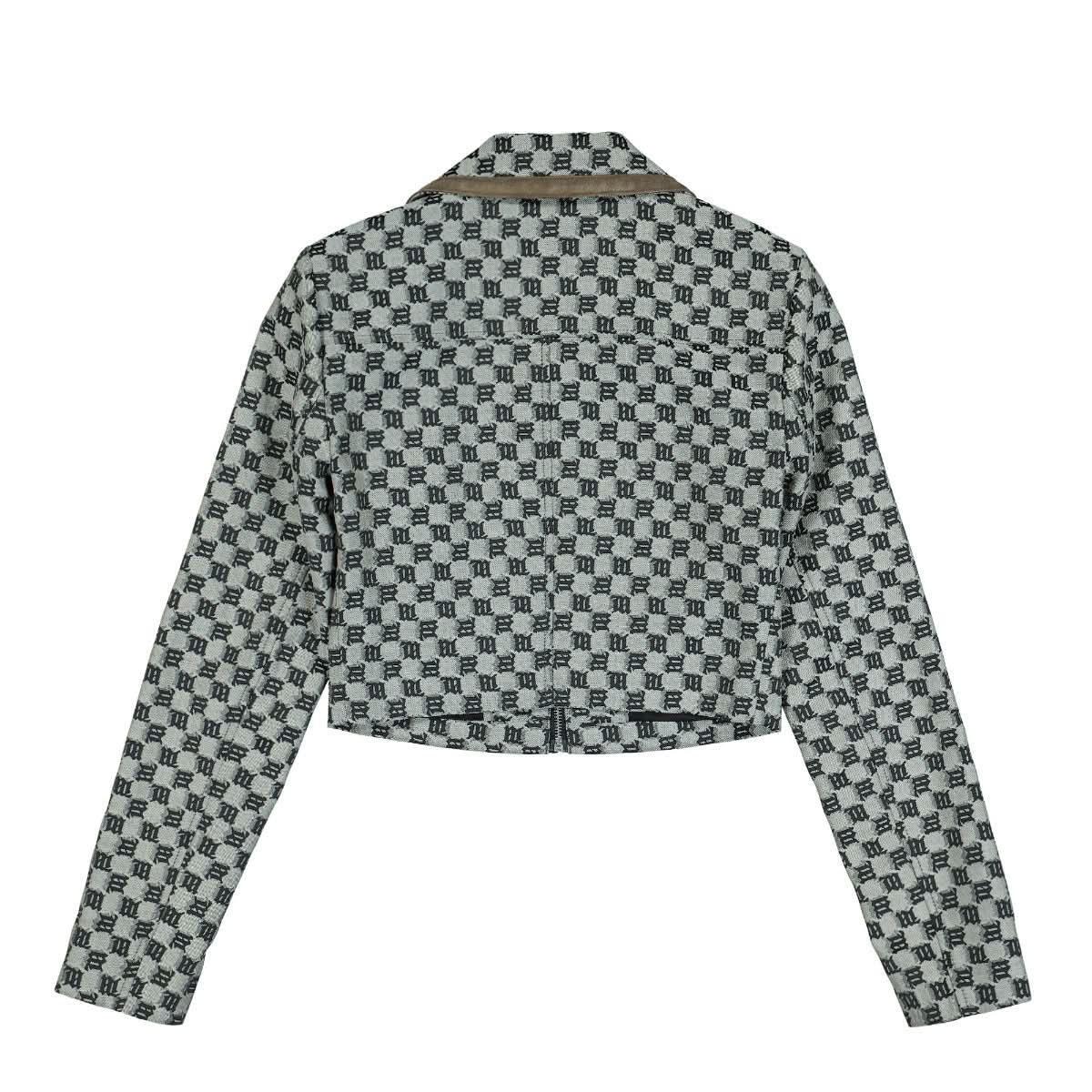 MISBHV Monogram Jaquard Canvas/Suede Cropped Jacket Grey Detail view 1 | Gate
