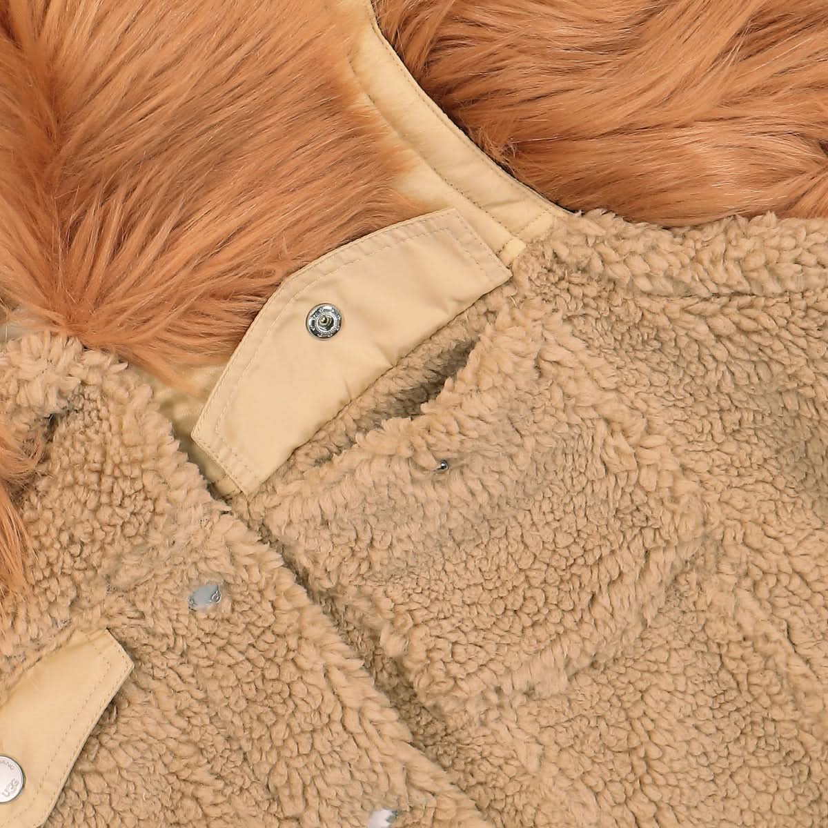 Feng Chen Wang Faux Fur 2 in 1 Jacket Brown,Beige Detail view 4 | Gate