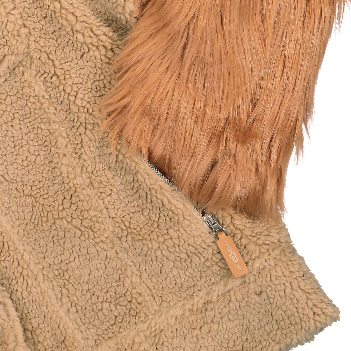 Feng Chen Wang Faux Fur 2 in 1 Jacket Brown,Beige Detail view 5 | Gate