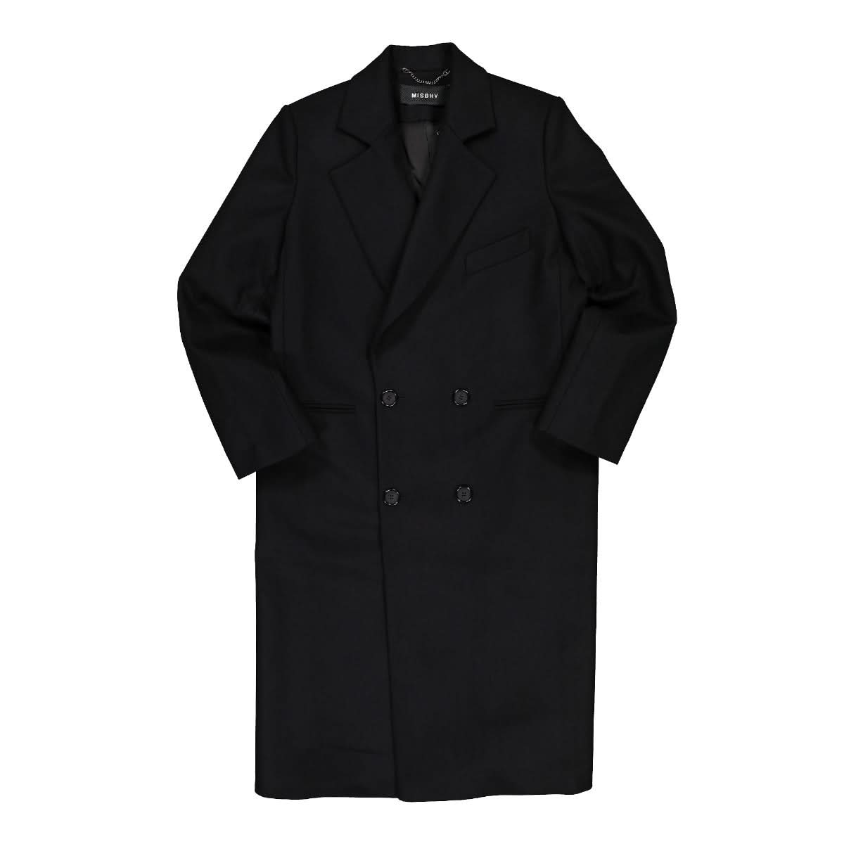 MISBHV Black CWS Wool Coat Black Detail view 1 | Gate