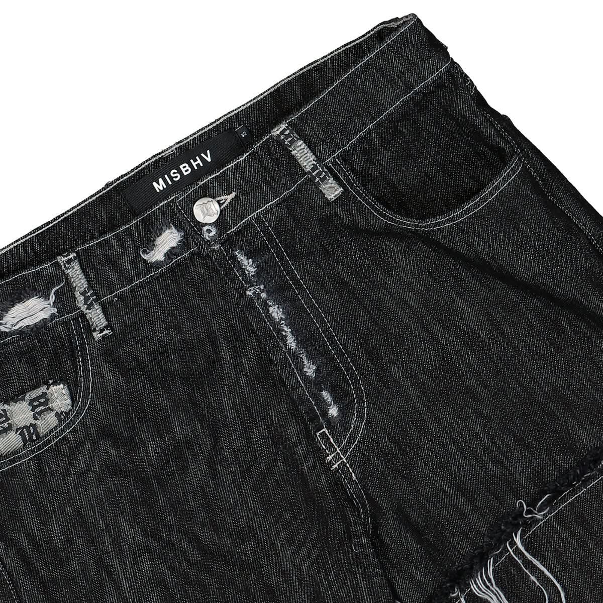 MISBHV Flared Patchwork Denim Trousers Black Detail view 5 | Gate