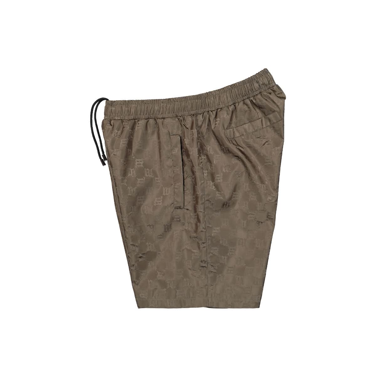 MISBHV Monogram Nylon Long Shorts Olive Detail view 3 | Gate