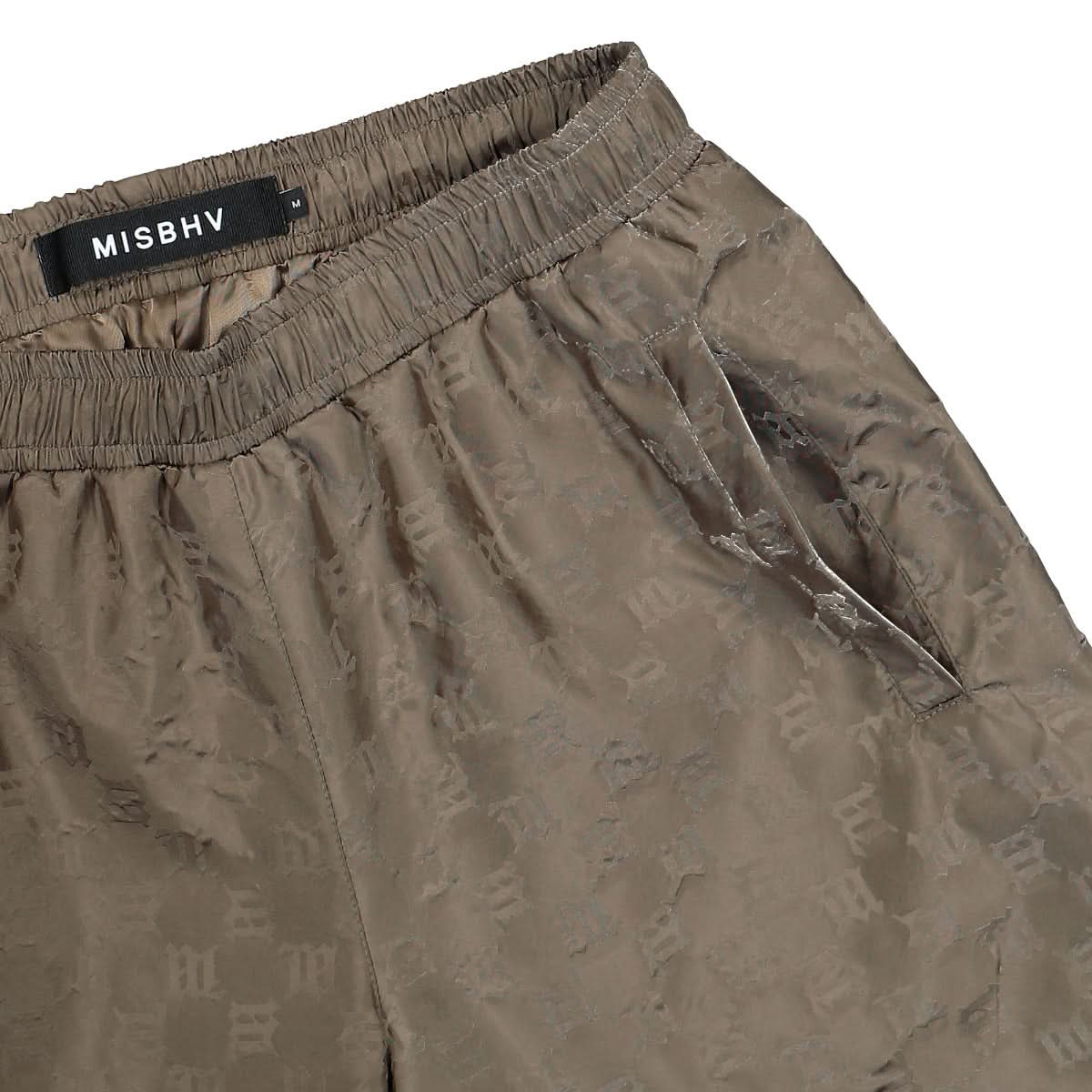 MISBHV Monogram Nylon Long Shorts Olive Detail view 4 | Gate
