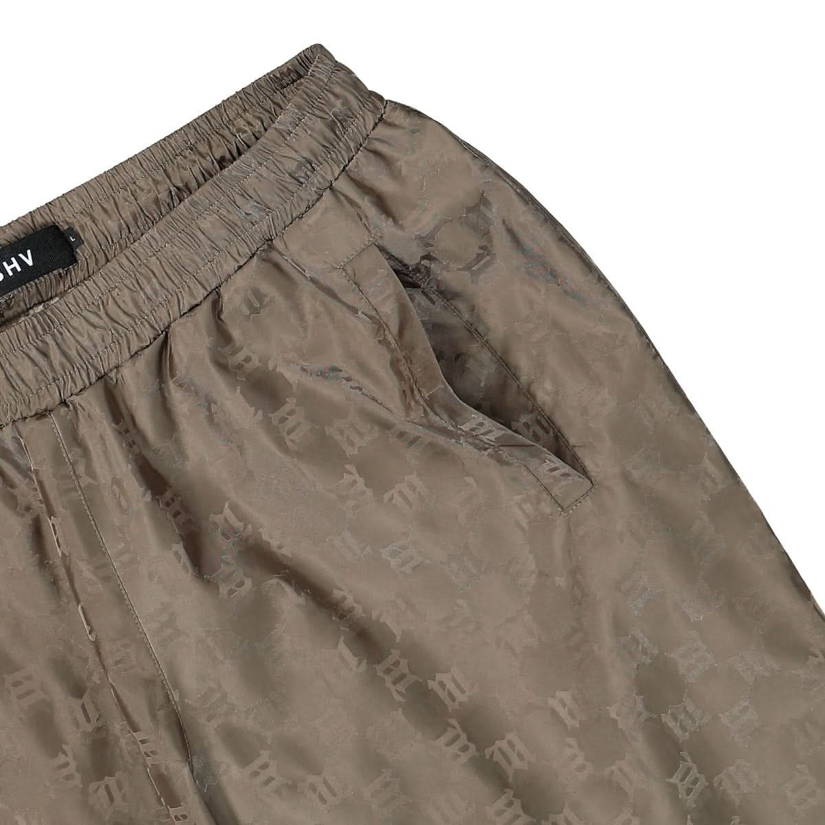 MISBHV Monogram Nylon Track Trousers Olive Detail view 4 | Gate