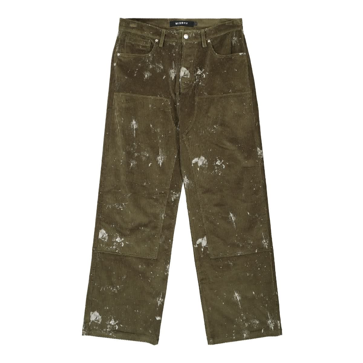 MISBHV Stained Corduroy Trousers Olive Detail view 1 | Gate