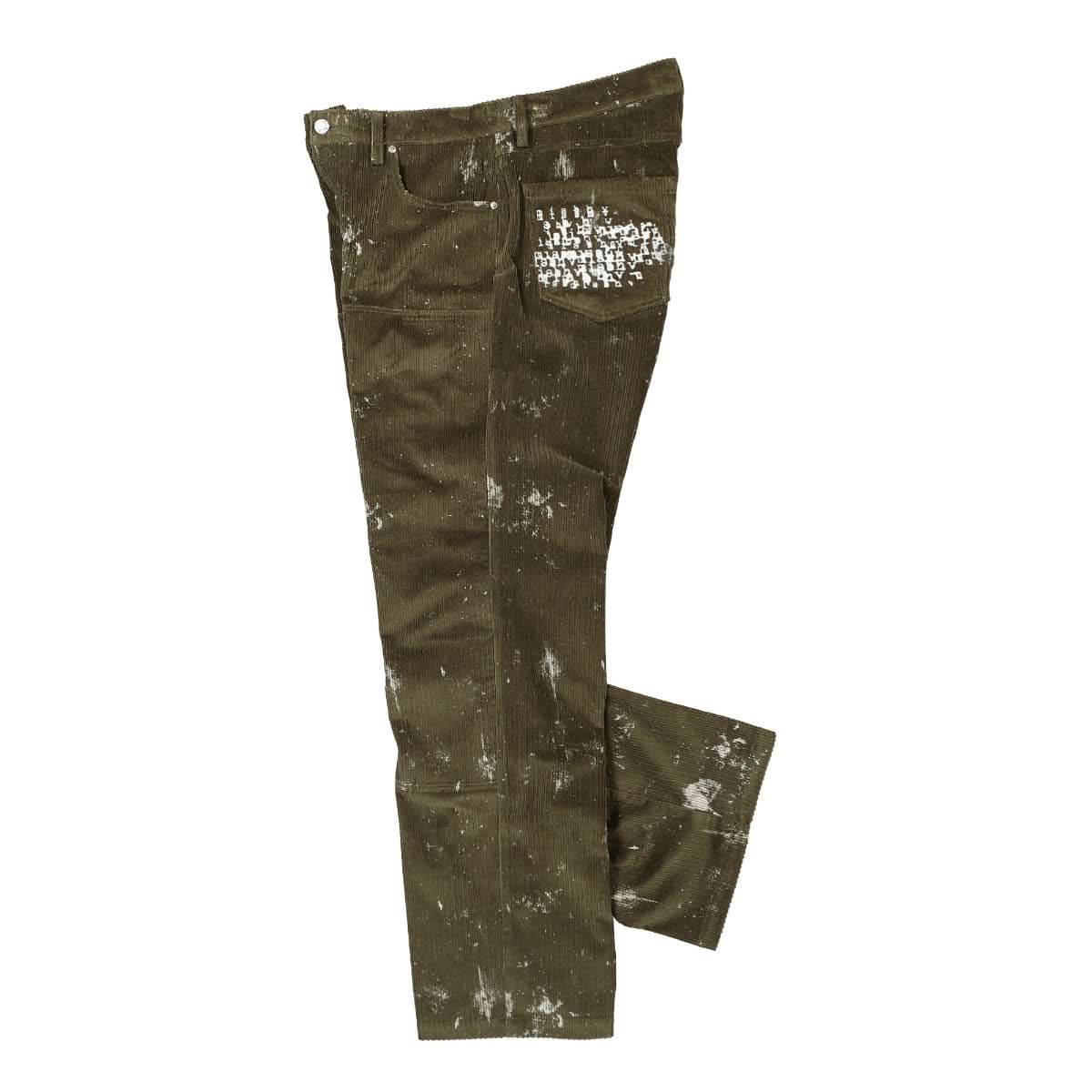 MISBHV Stained Corduroy Trousers Olive Detail view 3 | Gate