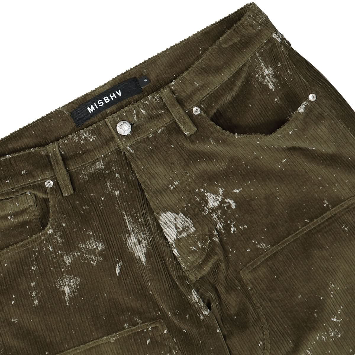 MISBHV Stained Corduroy Trousers Olive Detail view 5 | Gate