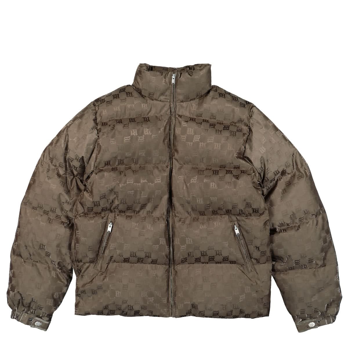 MISBHV Monogram Nylon Puffer Jacket Olive Detail view 1 | Gate