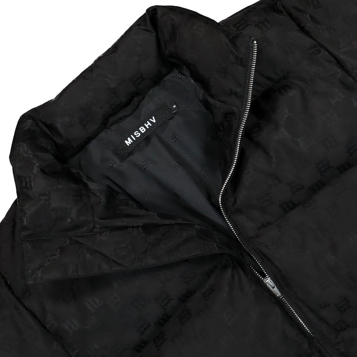 MISBHV Monogram Nylon Puffer Jacket Black Detail view 3 | Gate