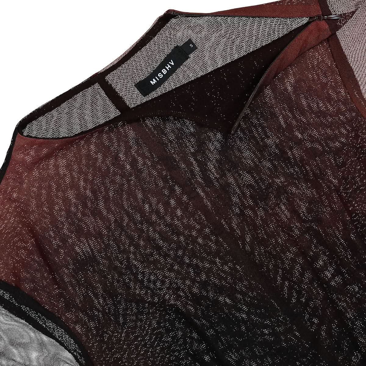 MISBHV Typewriter Mesh Mini Dress Multicolor Detail view 3 | Gate