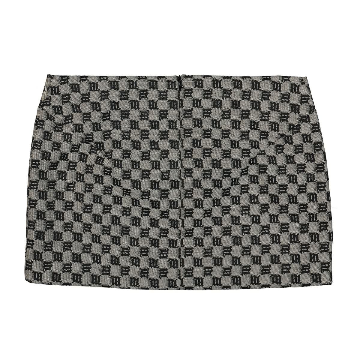 MISBHV Jacquard Canvas Monogram Low Waisted Skirt Grey Detail view 2 | Gate