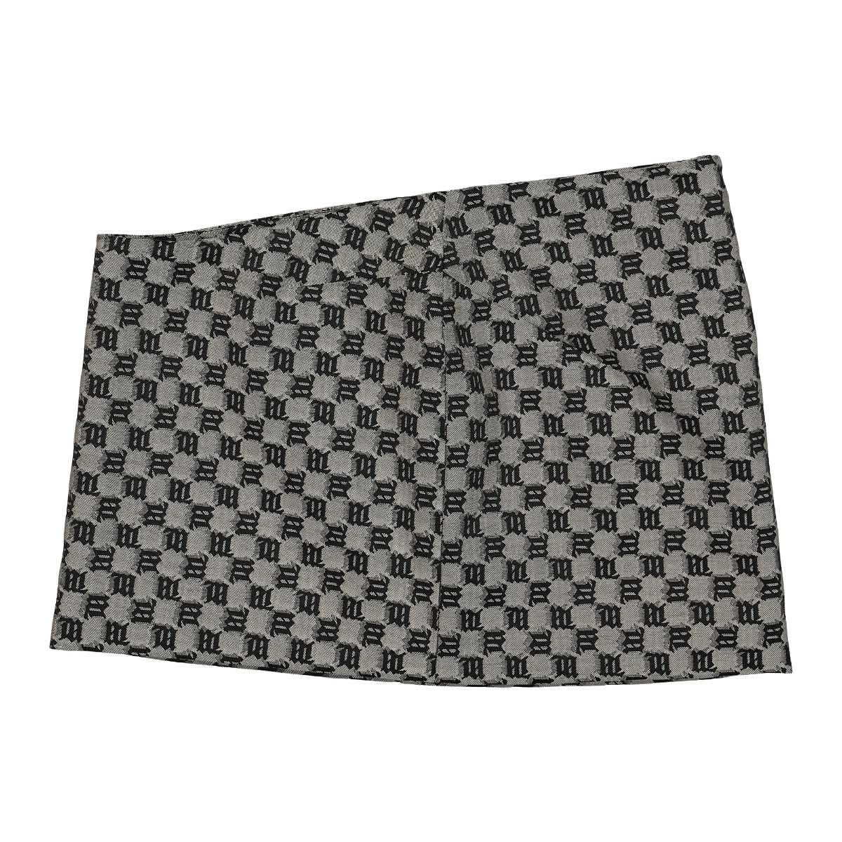 MISBHV Jacquard Canvas Monogram Low Waisted Skirt Grey Detail view 3 | Gate