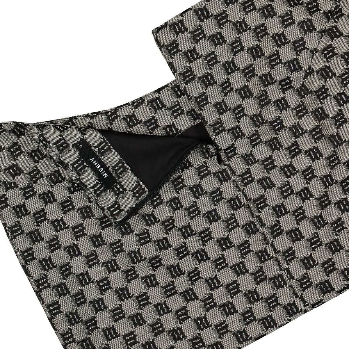 MISBHV Jacquard Canvas Monogram Low Waisted Skirt Grey Detail view 4 | Gate