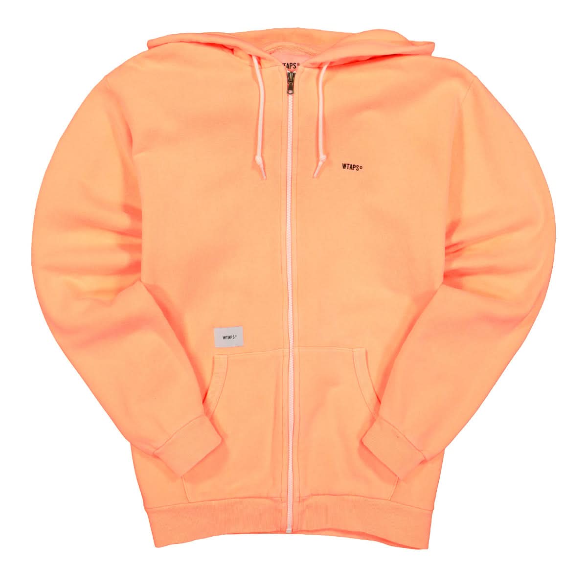WTAPS Flat Zip Up Hooded Sweatshirt Orange Detail view 1 | Gate