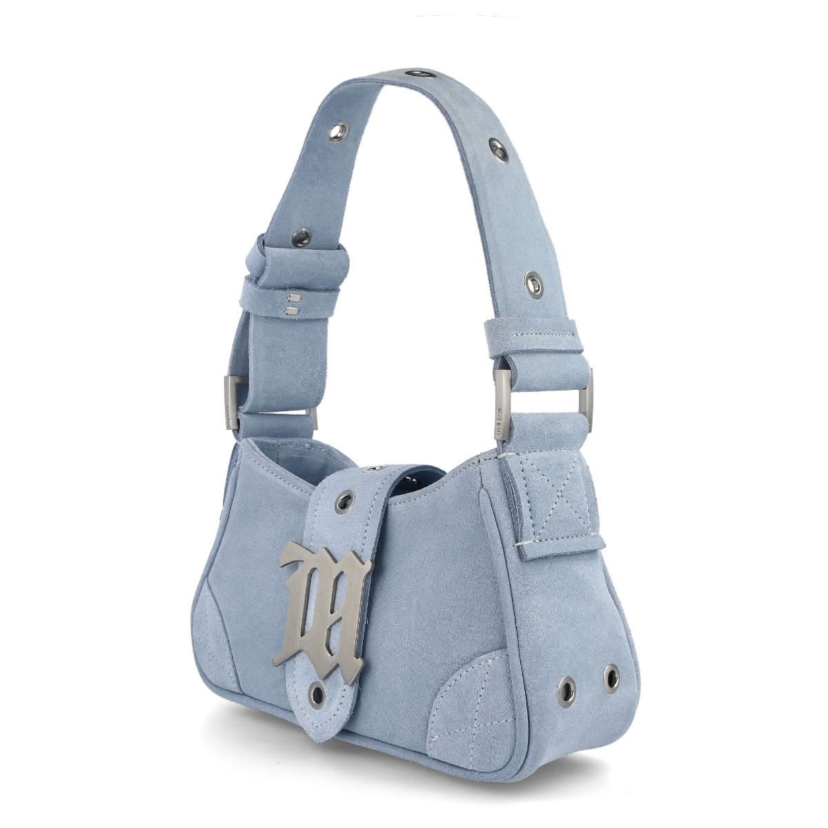 MISBHV Suede Shoulder Bag Small Blue Detail view 2 | Gate