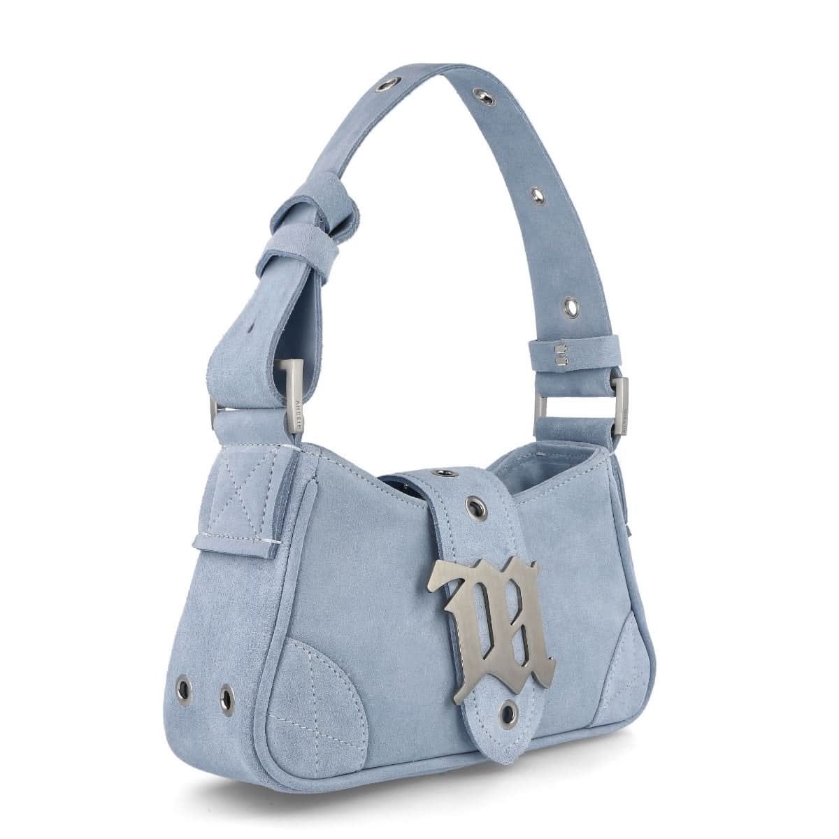 MISBHV Suede Shoulder Bag Small Blue Detail view 4 | Gate