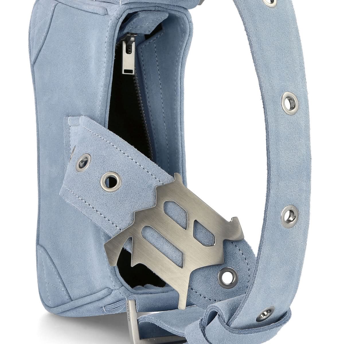 MISBHV Suede Shoulder Bag Small Blue Detail view 5 | Gate