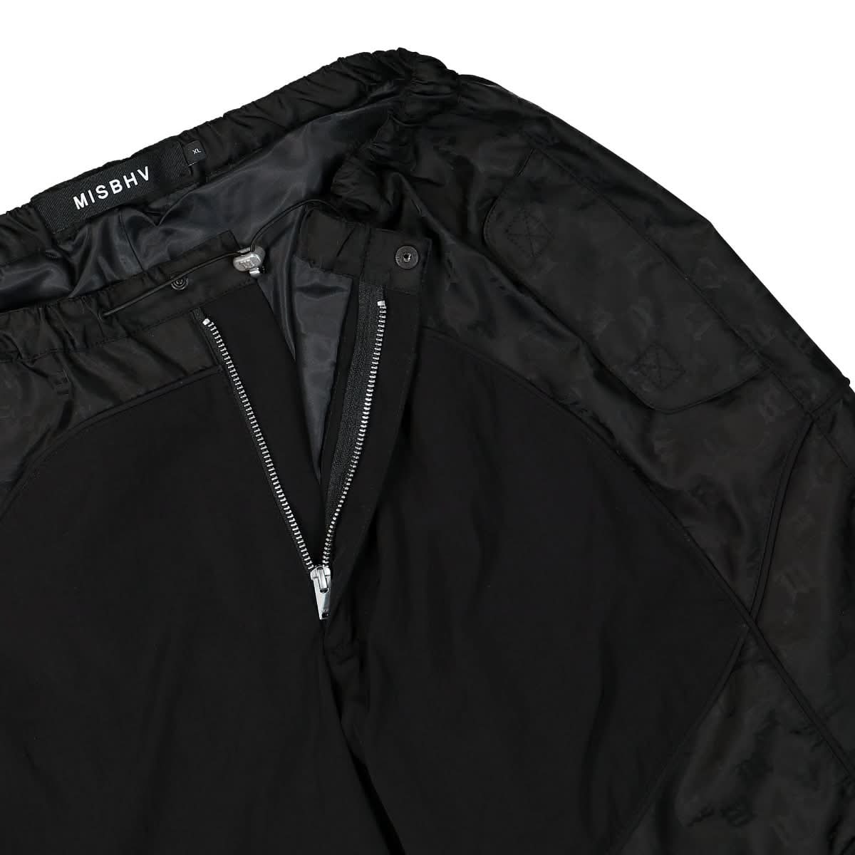 MISBHV Nylon Monogram Parachute Trousers Black Detail view 4 | Gate