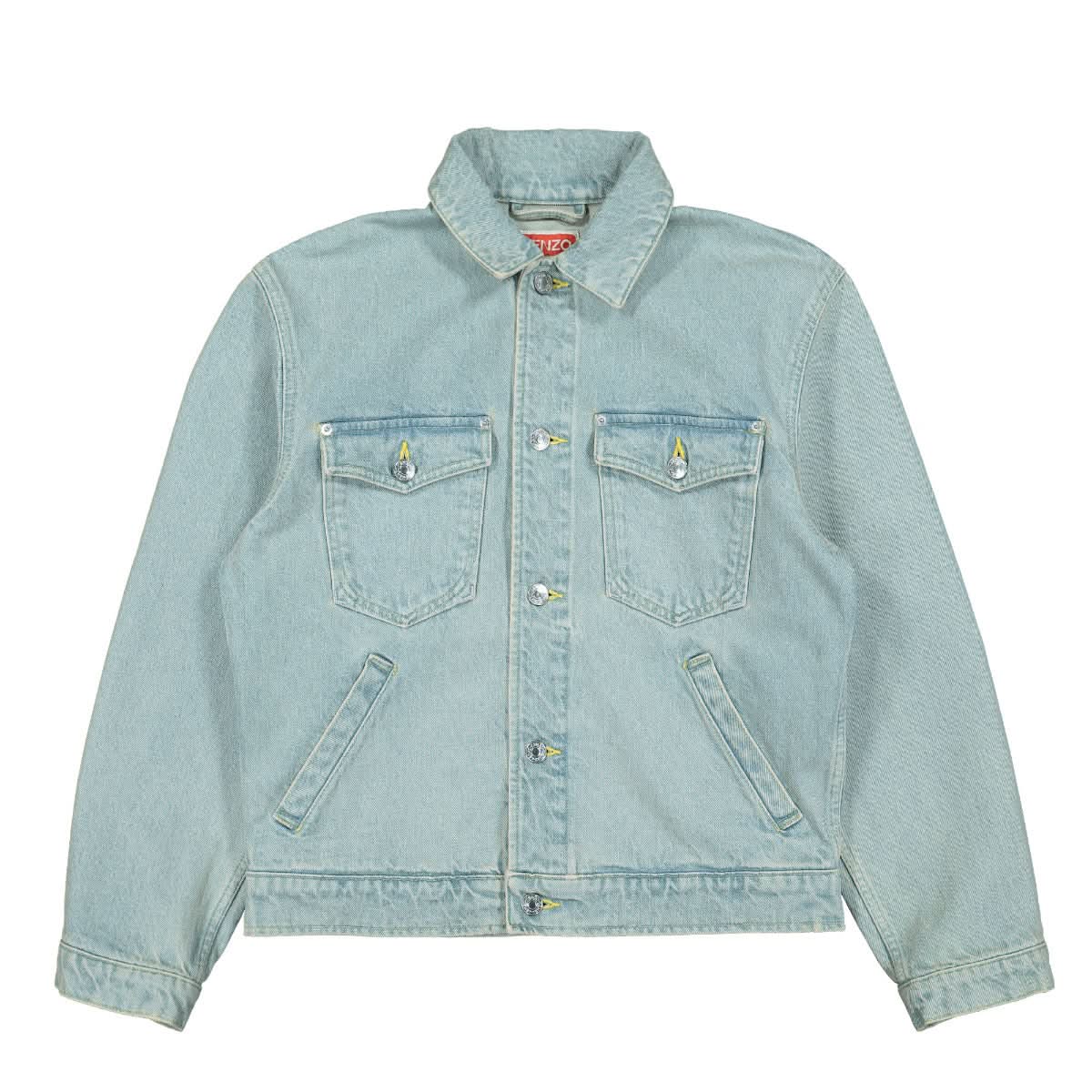 KENZO Embroidered Denim Trucker Jacket Blue Detail view 1 | Gate