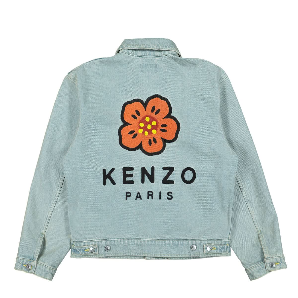KENZO Embroidered Denim Trucker Jacket Blue Detail view 2 | Gate