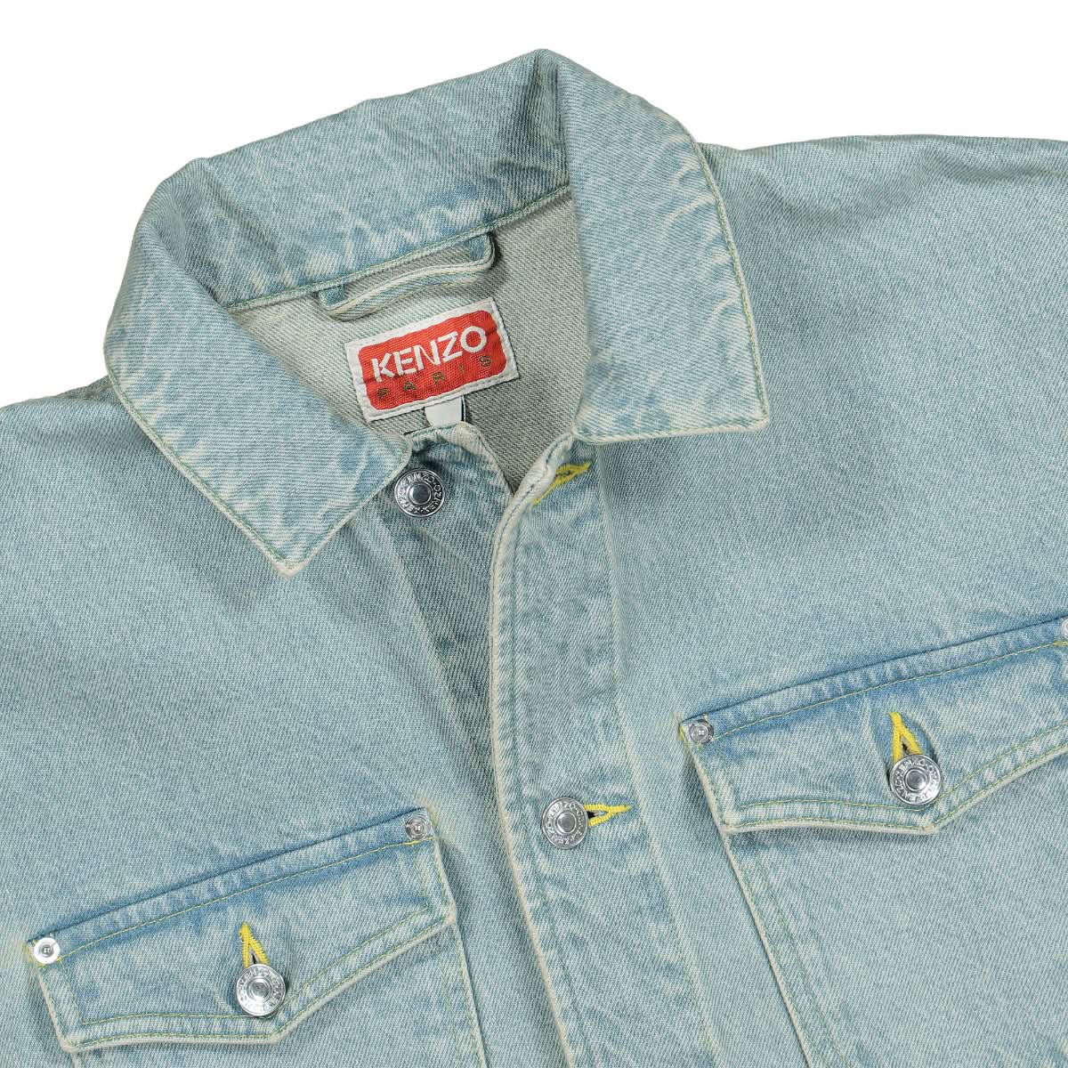 KENZO Embroidered Denim Trucker Jacket Blue Detail view 3 | Gate