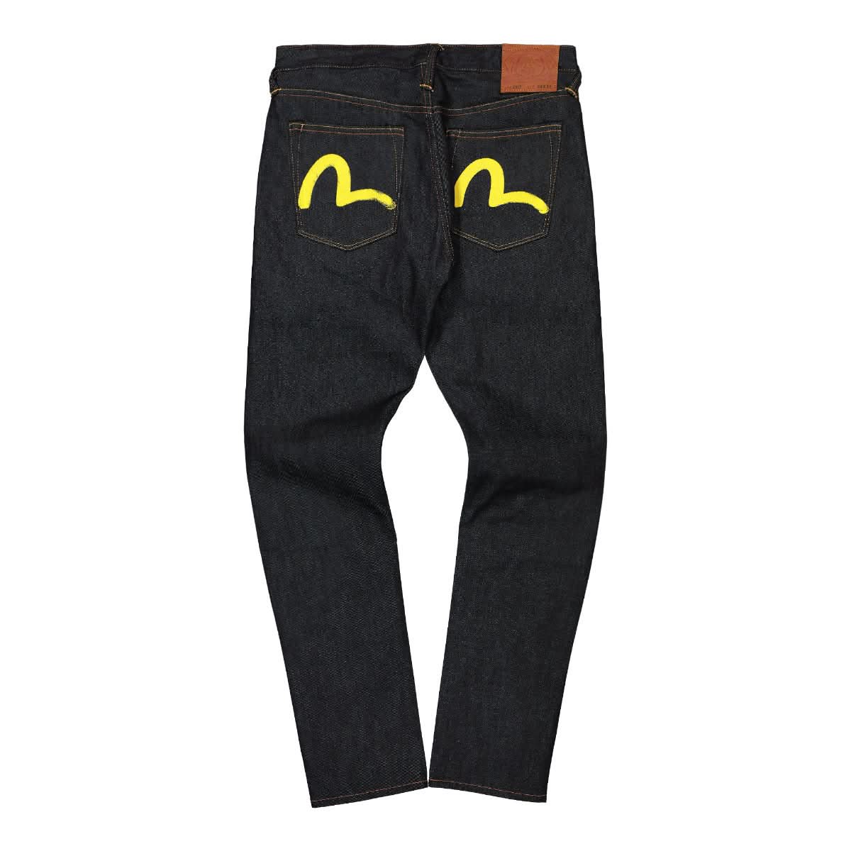Evisu Yellow Seagull Print Jeans Black Detail view 2 | Gate