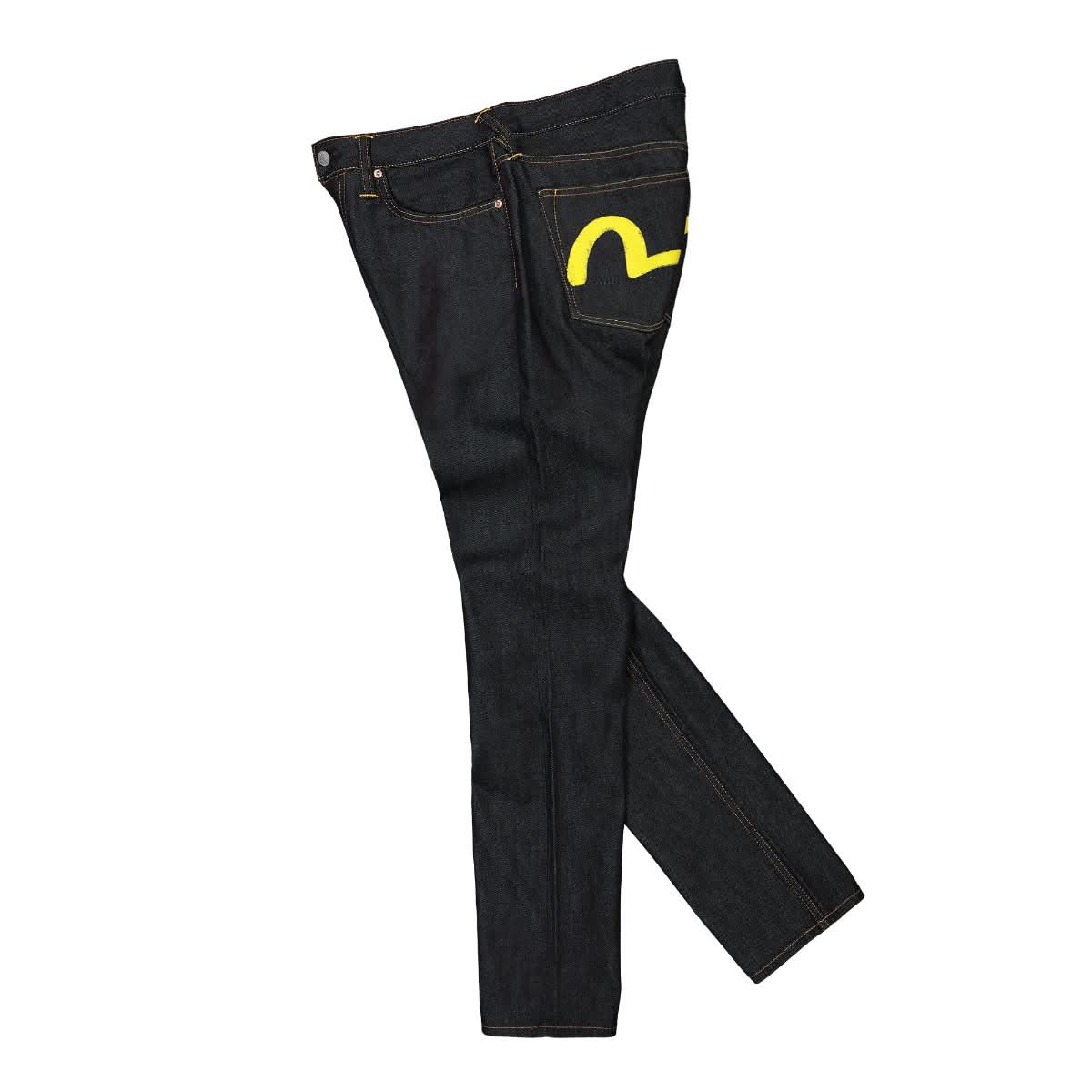 Evisu Yellow Seagull Print Jeans Black Detail view 3 | Gate
