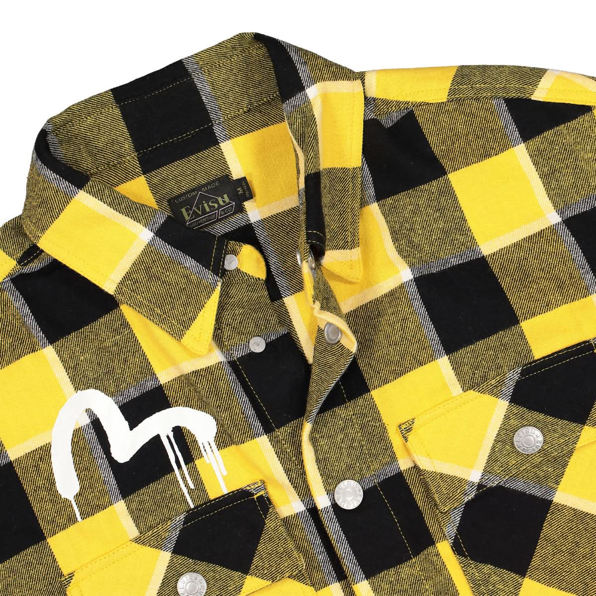 Evisu YD Check LS Oversize Shirt Black,Yellow Detail view 3 | Gate