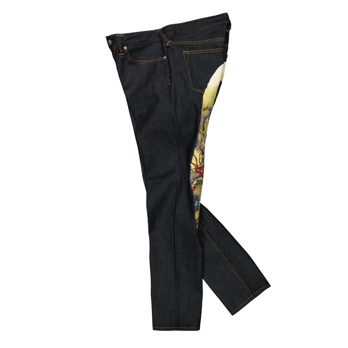 Evisu Gradated Dragon Print Daicock Jeans Black Detail view 3 | Gate