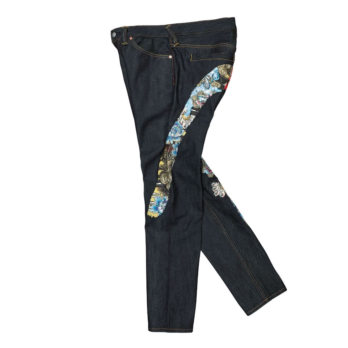 Evisu Woven 2017 AO Emb 3D Daicock Jeans Blue Detail view 3 | Gate