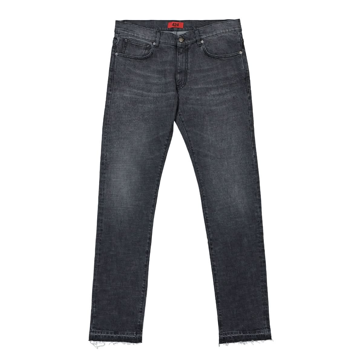 424 Slim Fit Trousers Grey Detail view 1 | Gate