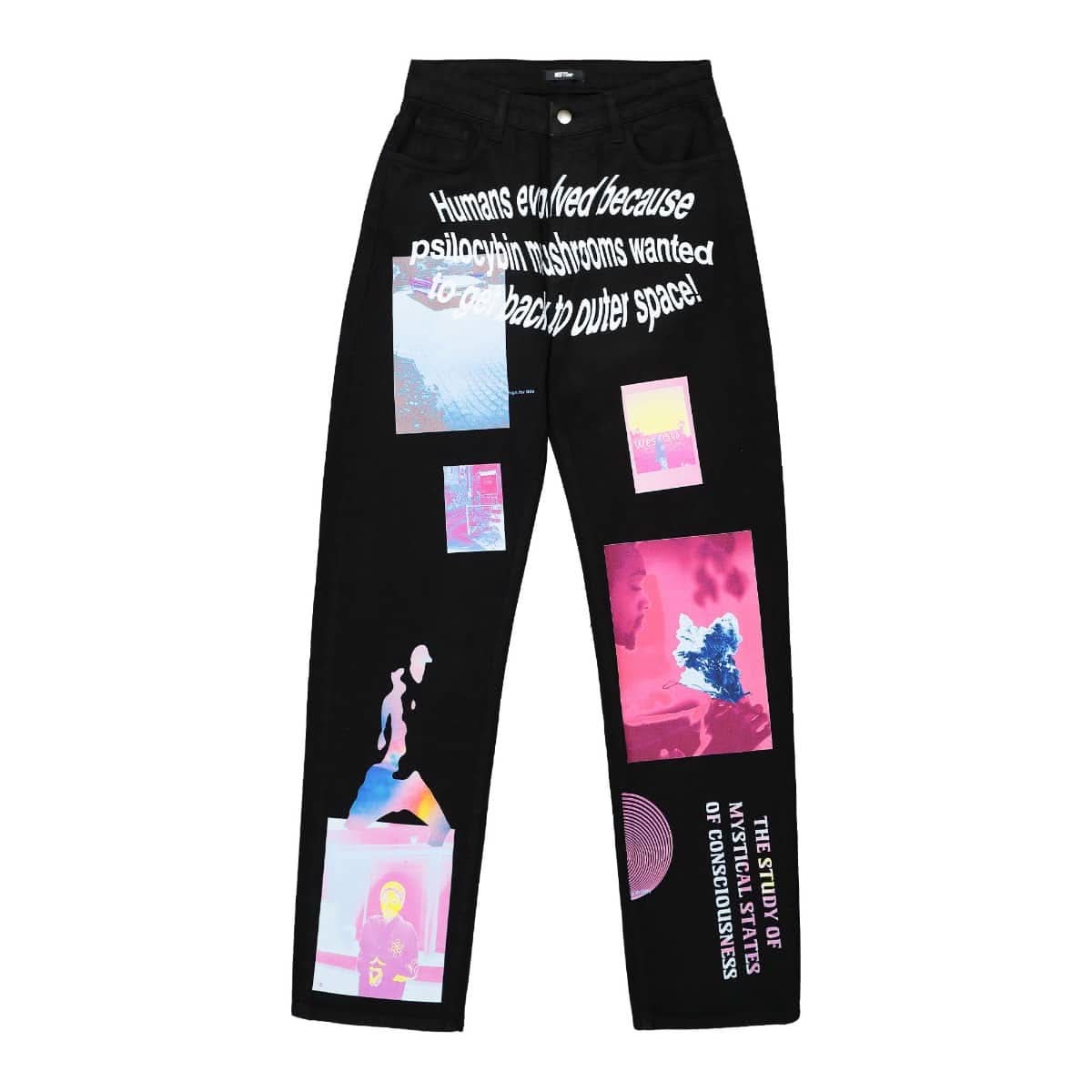 MSFTSrep Printed Denim Trousers Black Detail view 1 | Gate