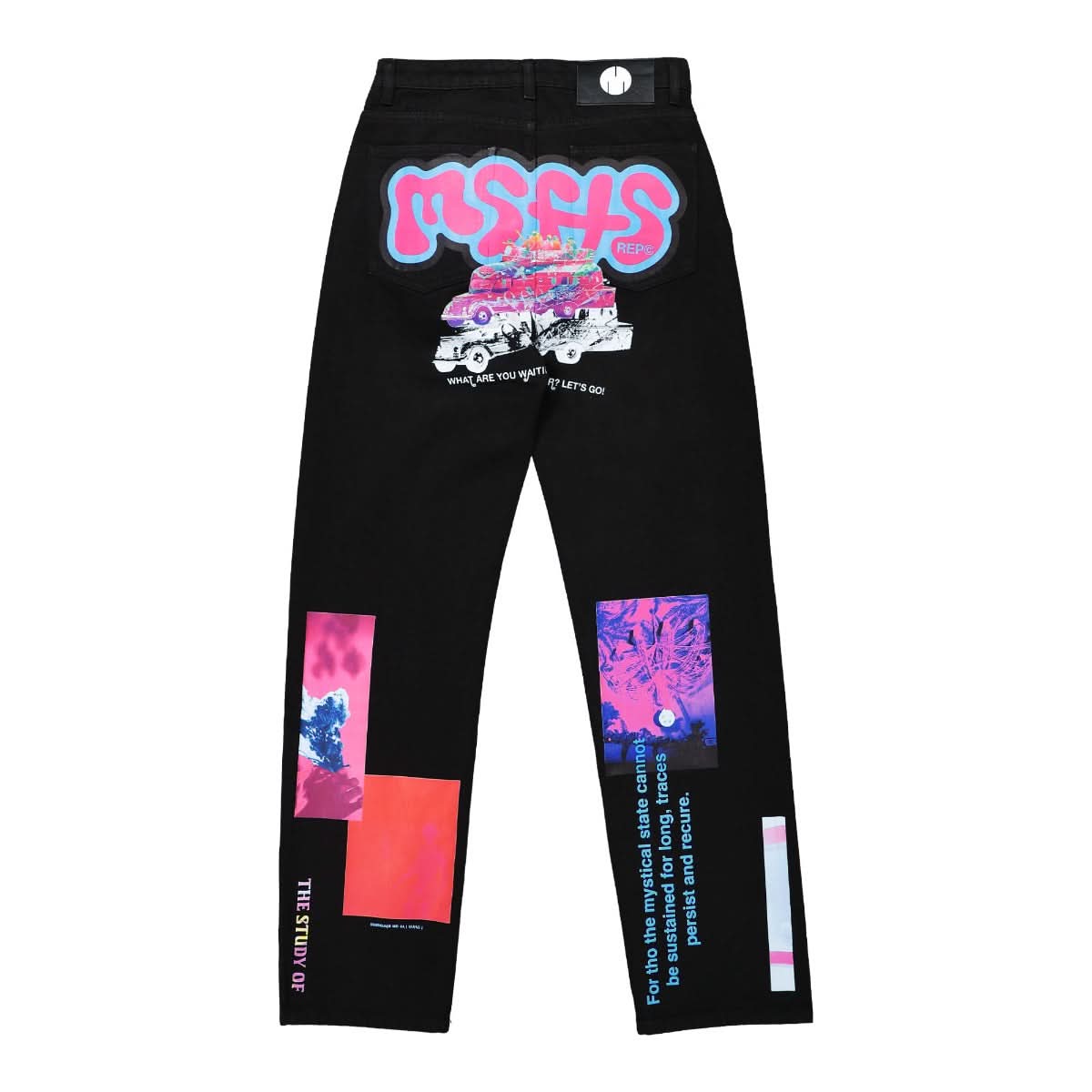 MSFTSrep Printed Denim Trousers Black Detail view 2 | Gate