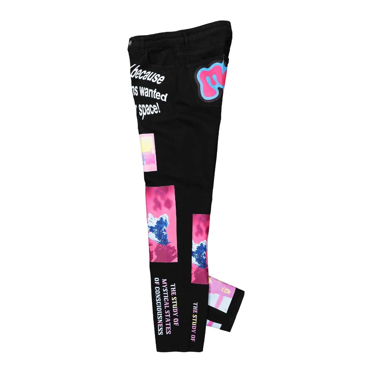 MSFTSrep Printed Denim Trousers Black Detail view 3 | Gate