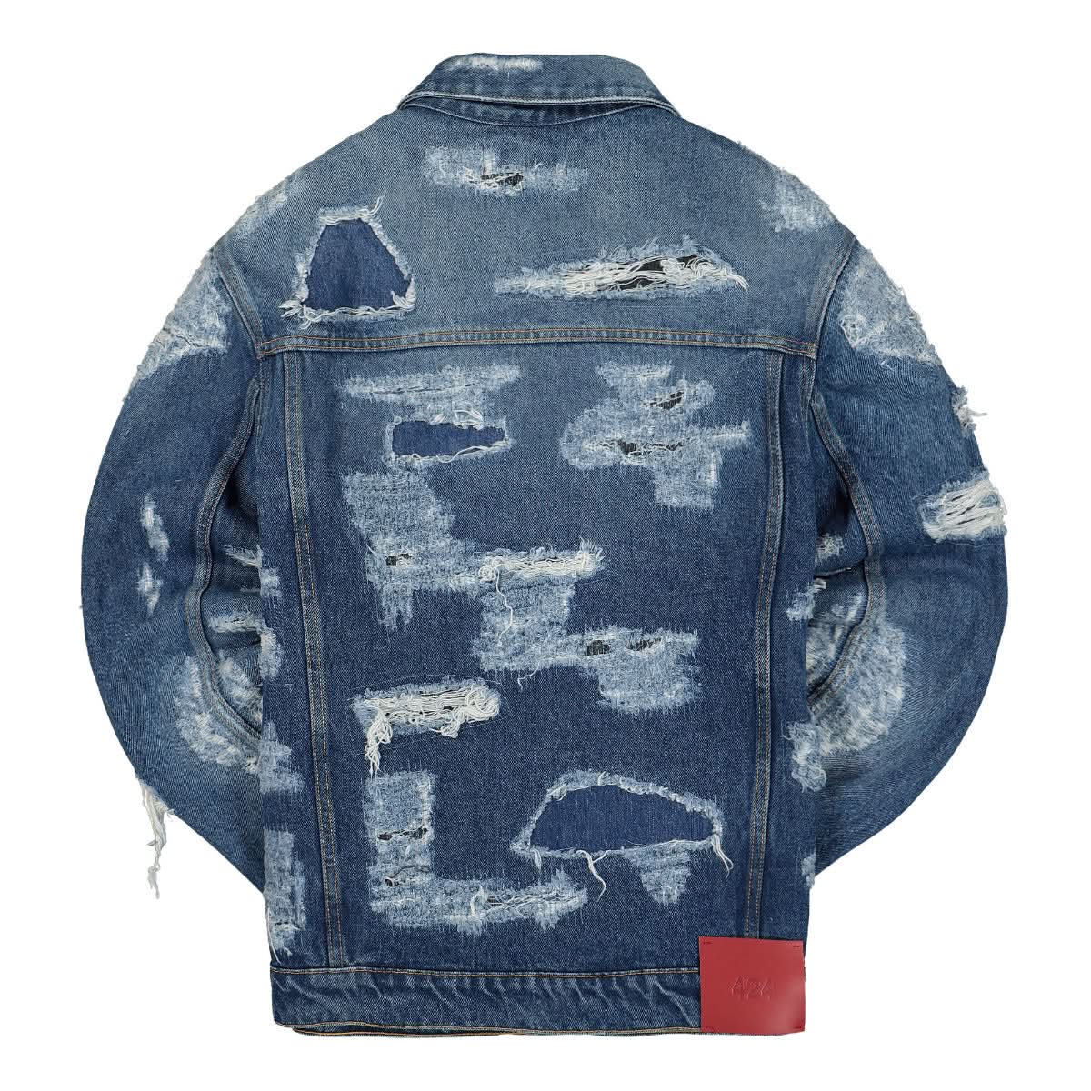 424 Destroyed Trucker Jacket Blue Detail view 1 | Gate