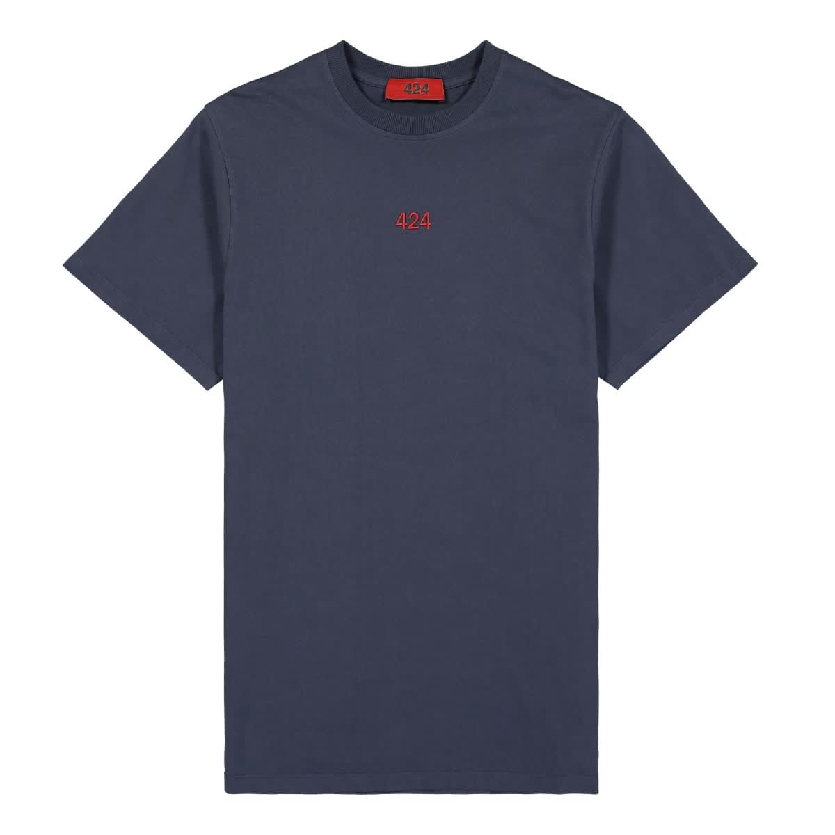 424 Alias Red Logo T-Shirt Blue Detail view 1 | Gate