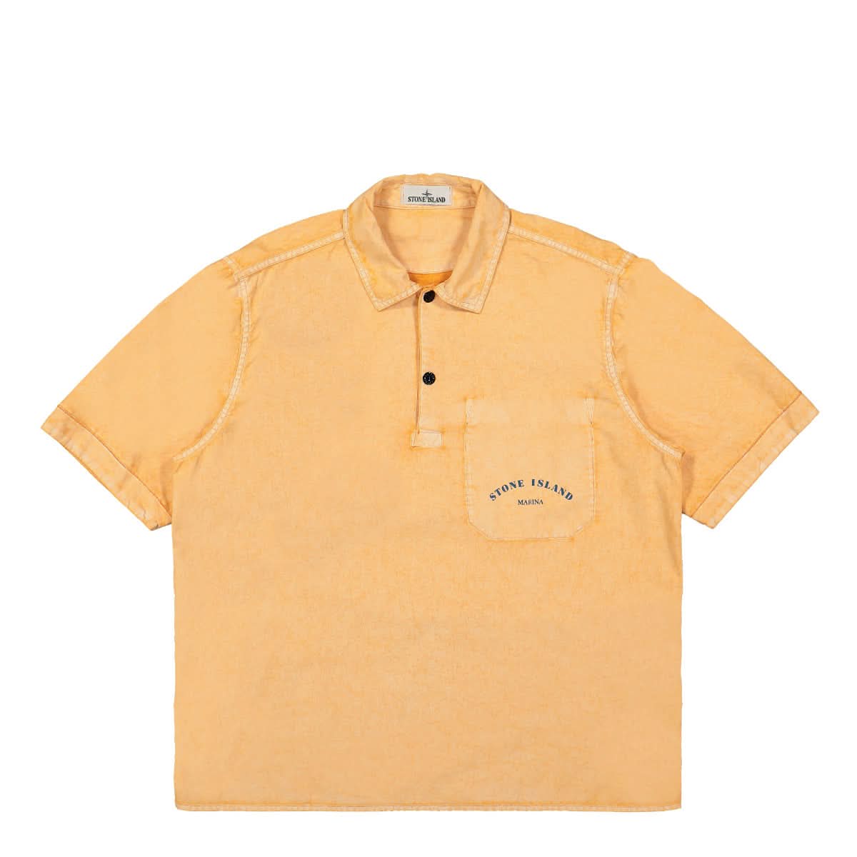 Stone Island Short Sleeve Polo Overshirt Orange Detail view 1 | Gate