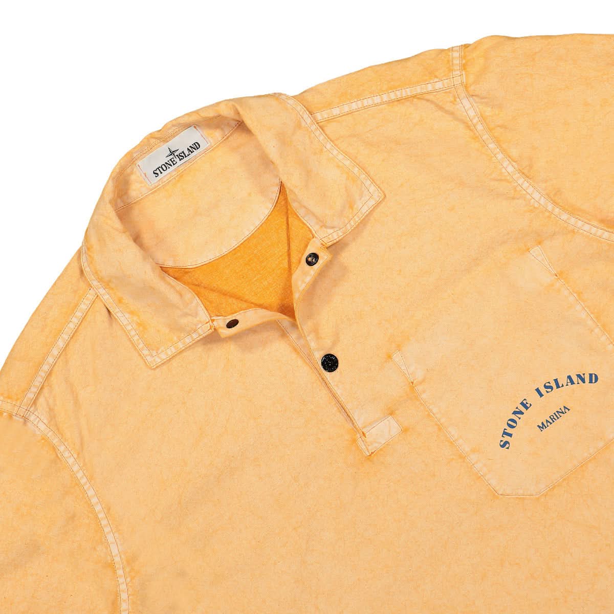 Stone Island Short Sleeve Polo Overshirt Orange Detail view 3 | Gate