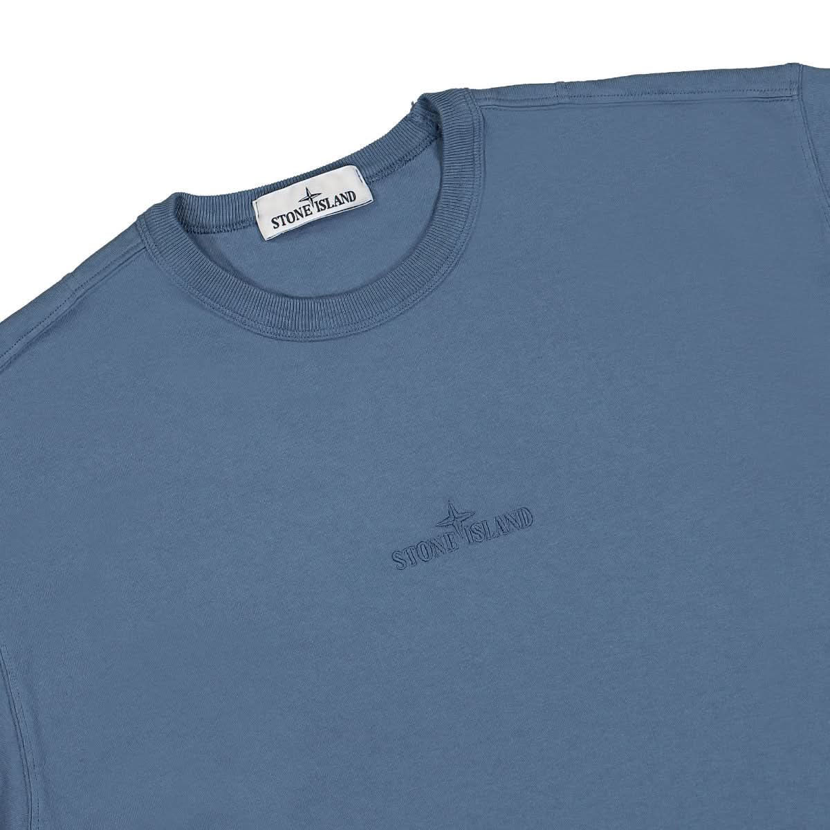 Stone Island Short Sleeve T-Shirt Blue Detail view 3 | Gate