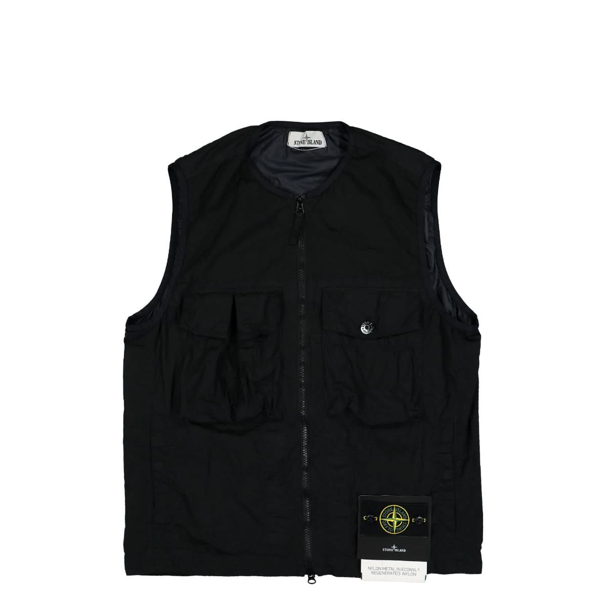 Stone Island Regenerated Nylon Vest Black Detail view 1 | Gate